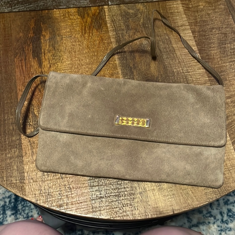 Vintage Erik for Holiner genuine leather clutch with small crossbody strap